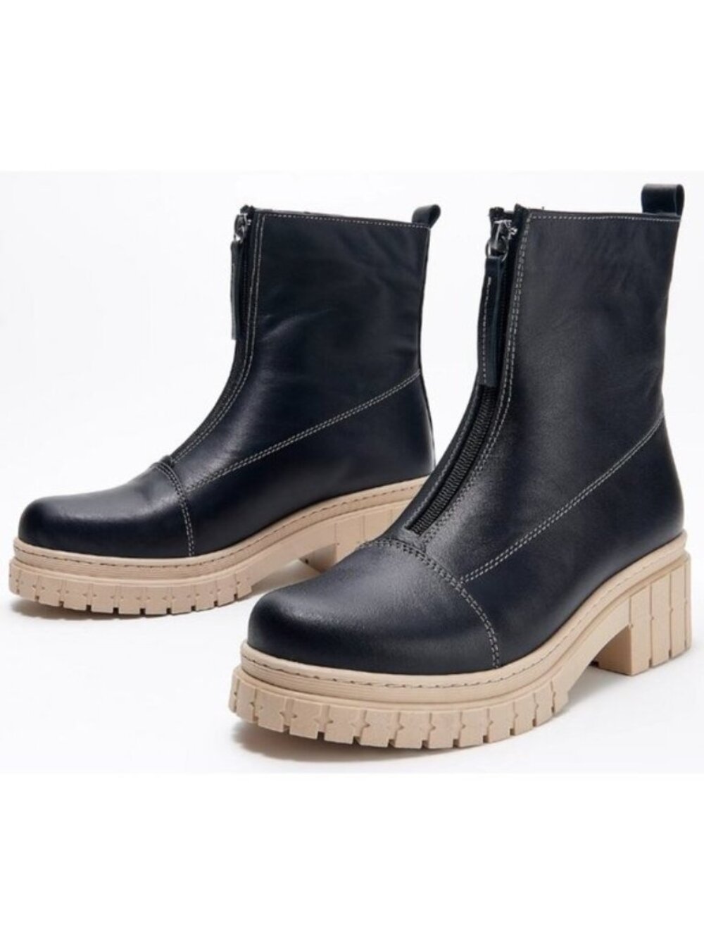 NWT Sheridan Mia Womens Bonaire Black Leather Front Zip Ankle Boot US 11/EU 42